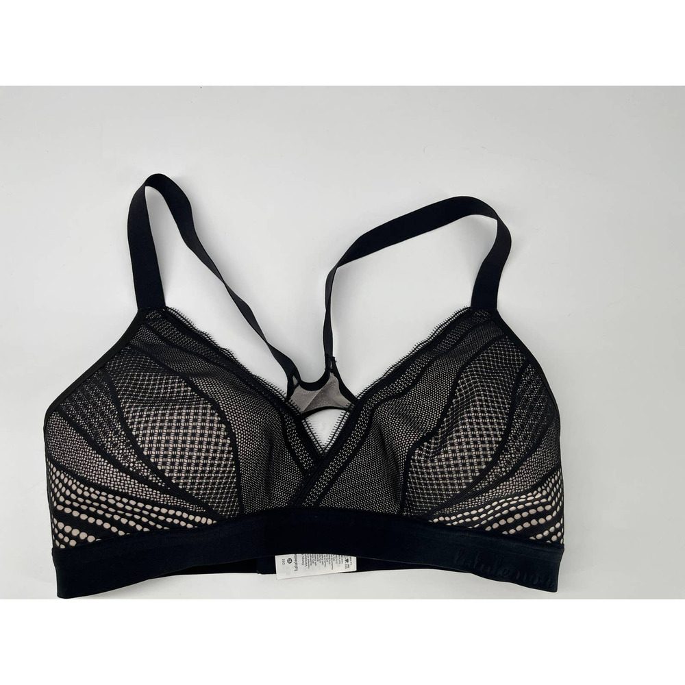 Lululemon Awake to Lace Bra Sz 32D Black/Barely Beige Wireless